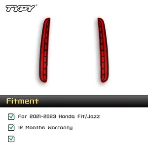 Nouveau réflecteur de pare-chocs arrière TYPY pour Fit Jazz 2020 2021, rouge fumé, clignotant séquentiel, feu stop, feu antibrouillard 12V - Product Image 4