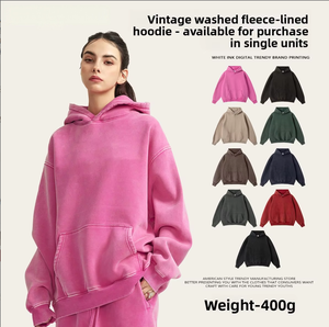 <span class=keywords><strong>Felpa</strong></span> con Cappuccio da Uomo Invernale 2025 in Cotone Felpato Lavato Effetto Vintage, Vestibilità Ampia, con Tasche, 355g - Product Image 2