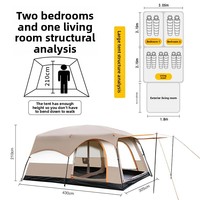 Carpa de Camping Familiar de Lujo 2 en 1, Impermeable, de Tela Oxford, para las Cuatro Estaciones, Doble Capa, para 5-8 Personas, Más Vendida