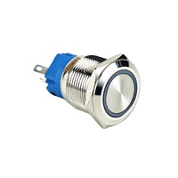 XDL17-19NAE15/C Tombol Tekan Berlampu 19mm Bahan Kuningan Berlapis Nikel 1NO 1NC Arus Maksimum 10A Tingkat IP67 Maksimum