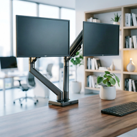Support de moniteur double à ressort mécanique pour écrans de 17 à 37 pouces ±70 °   Inclinaison 360° °   Support VESA pivotant 100x100mm, capacité 2-9kg, directement de l'usine