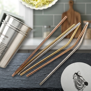 Stainless Steel Drinking <b>Straws</b> Set of 4 Reusable <b>Metal</b> <b>Straws</b> Minimalist Design Bar Accessories Gold Silver Rose Gold Colors - Product Image 4