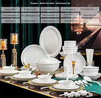 Service de table en porcelaine fine blanc pur de luxe pour la maison et l'hôtellerie, compatible lave-vaisselle/micro-ondes/four