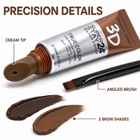 SEVEN GIRL 2 in 1 Pomade Alis Tahan Air Krim Eyeliner Tahan Lama dengan Kuas Miring Cokelat Tua Cokelat Muda