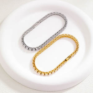 Pulsera y brazalete de moda de acero inoxidable 316L resistente al agua y al deslustre, chapado en oro de 14K y 18K, pulsera tipo tenis para mujer - Product Image 4