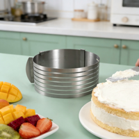 Moule à gâteau américain télescopique à plusieurs niveaux, rond, à compartiments, résistant au four, pour la cuisson, cercle à mousse, cercle à gâteau, diviseur de gâteau