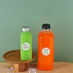 <b>Hot</b> Sale 250ml 350ml 500ml Custom Label Square PET Plastic <b>Bottle</b> Disposable Transparent Beverage Juice Milk Tea Container - Product Image 6