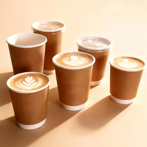 Vasos de papel desechables al por mayor con logo personalizado de 6oz, 8oz y 10oz, de kraft blanco, de bambú, de doble pared, para bebidas calientes y frías, para llevar. - Product Image 1