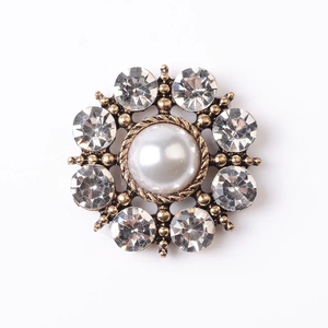 וינטג' מתכת דקורטיבי DIY אביזרי שיער תכשיטים הכנת פנינה ריינסטון כפתורי שטוח - Product Image 5