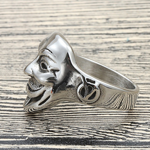 Men's Titanium Steel Clown Mask <b>Ring</b> Retro Punk Style Skeleton Design Gift Jewelry 27054 - Product Image 4