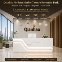 Comptoir de réception en MDF rainuré courbé de qualité supérieure avec base éclairée et armoire de rangement pour salon de beauté et bureau, directement de l'usine