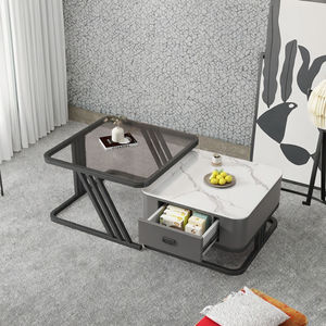Kahve masaları ile Modern ev mobilyası oturma odası merkezi masa kombinasyonu <span class=keywords><strong>Metal</strong></span> cam depolama çekmecesi şık Panel tasarımı - Product Image 3