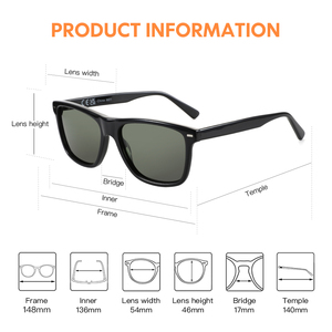 Gafas <span class=keywords><strong>de</strong></span> Sol Unisex <span class=keywords><strong>de</strong></span> Lujo Retro con <span class=keywords><strong>Lentes</strong></span> Polarizadas, Logotipo Personalizado, Marco <span class=keywords><strong>de</strong></span> Acetato Negro, Protección UV400, Gafas <span class=keywords><strong>de</strong></span> Marca al por Mayor <span class=keywords><strong>de</strong></span> Fábrica <span class=keywords><strong>para</strong></span> <span class=keywords><strong>Hombre</strong></span> y Mujer - Product Image 3