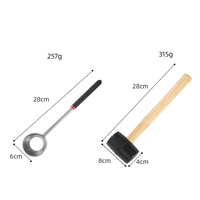 Outil d'ouverture en acier inoxydable de qualité alimentaire avec manche en bois, marteau ouvre-noix de coco, ensemble d'outils pour jeunes noix de coco