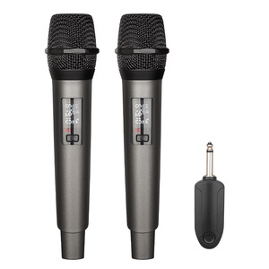 Ensemble de microphones sans fil dynamiques <span class=keywords><strong>TONOR</strong></span> TW520 - Rechargeable, métal, UHF, 2x20 canaux, volume réglable, portée de 80 m, pour église, fête - Product Image 4