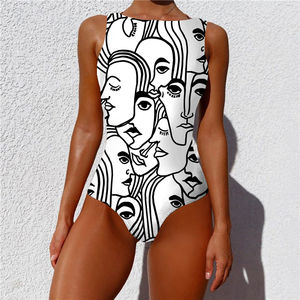 Traje de Baño de una Pieza para Mujer, Diseño Personalizado OEM 2023, Estampado de Tótem Africano, Traje de Baño Sexy con Espalda Descubierta, Venta al por Mayor y Dropshipping - Product Image 3