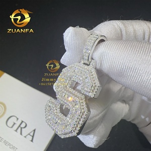 Thời Trang Hip Hop Mặt Dây Chuyền Trang Sức 925 Sterling Bạc Vvs1 Baguette Moissanite Kim Cương 26 Ban Đầu Thư Mặt Dây Chuyền Vòng Cổ Bộ - Product Image 6