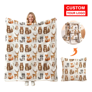 Couverture-coussin en flanelle polaire douce et moelleuse, fabrication soignée, motif personnalisé, chaude, anti-boulochage, pour canapé, <span class=keywords><strong>chambre</strong></span>, voiture - Product Image 1