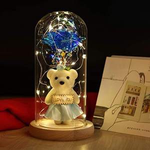 2025 Hot Bán LED ánh sáng Glass Dome Galaxy Rose với Mini bear-giáng sinh Valentine của món quà ngày cho cô ấy - Product Image 3
