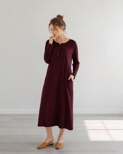 Robe longue évasée en lin et coton pour femme, unie, décontractée, avec ceinture, printemps/été, fabrication artisanale sur mesure - Product Image 3