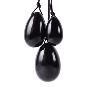 Factory Supply Natürliches schwarzes Obsidian-Rosenquarz-Kristall-Yoni-Ei-Set Vaginal-Gesichts massage gerät für Frauen für die Yoga-Praxis - Product Image 6