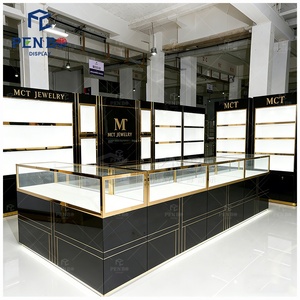 Vetrina Espositiva per Gioielli Bianca e Nera, Stile Fabbrica, in Compensato e Vetro Temperato, con Serratura - Product Image 4