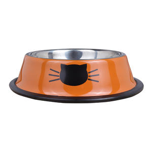 Bol moderne en acier inoxydable pour animaux de compagnie Bol de nourriture pour chats et chiens avec visage antidérapant et anti-basculement Bol pour chien imprimé Love Style - Product Image 3