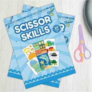 Scissor Practice Cut Paste Skills <b>Training</b> Create Ocean Animals Cute Cartoon Theme Activity <b>Book</b> - Product Image 1