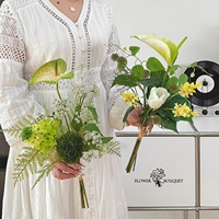 Bouquets de fleurs artificielles haut de gamme de luxe, accessoires de photographie, décoration florale pour salon, roses et lys faits à la main