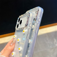 Coque de téléphone souple en TPU avec cadre diamanté et paillettes de luxe pour iPhone 17 16 15 14 Pro Max Plus, protection antichoc