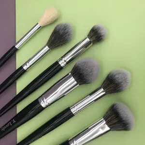 YRX S128 2022 Wooden Handle Natural Hair 6 Pieces Make Up Brushes Eyes Natural Black Private Label Professional Makeup Brush Set