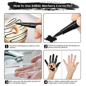 <span class=keywords><strong>Rotuladores</strong></span> <span class=keywords><strong>comestibles</strong></span> negros para decoración de galletas Bolígrafos <span class=keywords><strong>comestibles</strong></span> de punta extra fina de doble cara para decoración de hornear - Product Image 2
