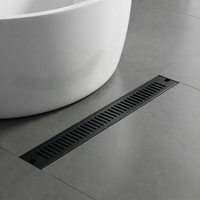 Drains de douche linéaires en acier noir mat pour salle de bain, taille personnalisable, insert pour carrelage, accessoires de salle de bain en acier inoxydable, vente en gros