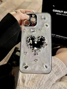 Mới Sang Trọng Long Lanh 3D Nhỏ Giọt Keo Kim Cương Lấp Lánh Đá Quý Mạ Điện Tình Yêu Gương Trường Hợp Điện Thoại Cho Iphone 16 15 13 17 Pro Max Bìa - Product Image 6