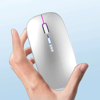 Level baterai terlihat dapat diisi ulang BT 2.4G, Mouse nirkabel lampu latar LED portabel Ultra ramping senyap Mode ganda