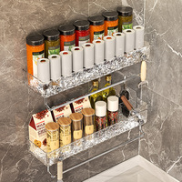 Étagère murale en plastique à texture glacier. Organisateur sans perçage en PET sans BPA pour cuisine, salle de bain, épices, articles de toilette, grand format