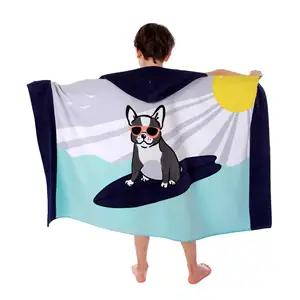 Factory Cotton Design Button Children Hooded Beach Towels With Surf Changing Poncho Towel