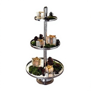 High Quality Metal Display Rack <b>Stand</b> 3 Shelf Round Metallic Silver Finished Good Choice of Strong Metal Aluminium <b>Stand</b> - Product Image 1