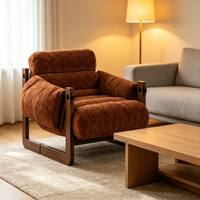 Fauteuil simple de luxe vintage rétro inclinable pour la sieste, mobilier de maison en bois pour balcon et salon