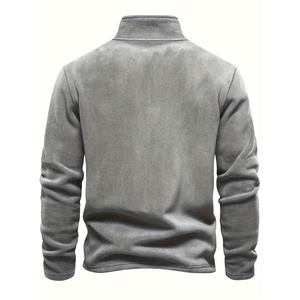 Maglione da Uomo Autunno/Inverno in Pile Caldo con Zip a Quarto, Maniche Lunghe, Tinta Unita, Collo Alto - Brand di Moda ODM - Product Image 2