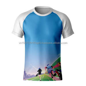 Camiseta de gimnasio de secado rápido para hombre con logotipo personalizado unisex, venta al por mayor, camiseta de maratón para correr con estampado completo en 3D, tela tejida - Product Image 2