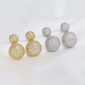 2023 hot selling new fashion trendy gold plated jewelry ball earrings stud