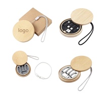 Kit de câbles de charge tout-en-un OEM populaire en gros, cadeau d'affaires élégant, en bambou, 6-en-1, 60W, charge rapide et transfert de données