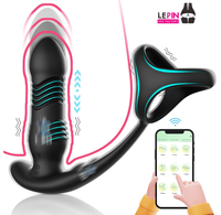 Masseur de prostate télescopique à trois anneaux en forme de croissant, télécommandé, plug anal vibrant pour homme, jouet sexuel