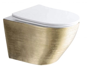 Sanitari PATE, WC Sospeso a Parete in Oro Spazzolato, Certificato CE, Senza Brida, con Sedile Integrato - Product Image 3