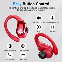 Nouveaux écouteurs sans fil pour les sports de course, écouteurs sans fil avec crochets d'oreille Pure Bass Sound, 60h sur l'oreille casque avec double led