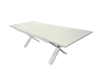 Nouvelle table de salle à manger de jardin moderne HOPING, couleur personnalisée, aluminium rectangulaire, table extensible, verre sablé, poudre