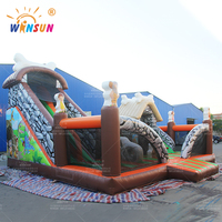 WINSUN Funworld Structures gonflables pour aire de jeux extérieure pour enfants, parc gonflable géant, île de l'âge de pierre, ville de divertissement