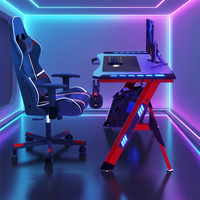 Table de jeu ergonomique 2026 à succès – Mobilier de salle de jeux – Bureau d'ordinateur de jeu en forme de Z avec support pour téléphone