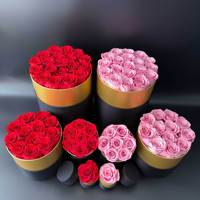 Ramo de Flores Eternas con Logotipo Personalizado para Regalo del Día de San Valentín, Rosas Preservadas y Estabilizadas en Caja Redonda, Cuadrada o en Forma de Corazón